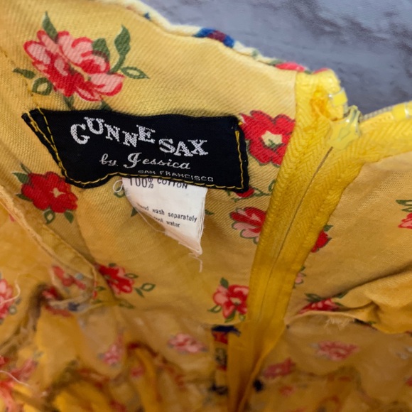 Gunne Sax Rare Black Label Medieval Style Floral Yellow Maxi Dress Size 5 - Picture 6 of 16